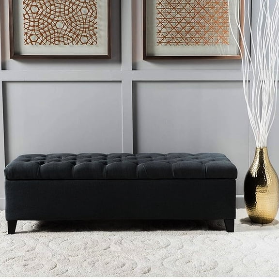 Birch Wood and Fabric Storage Ottoman - Aesthetically Pleasing and Functional