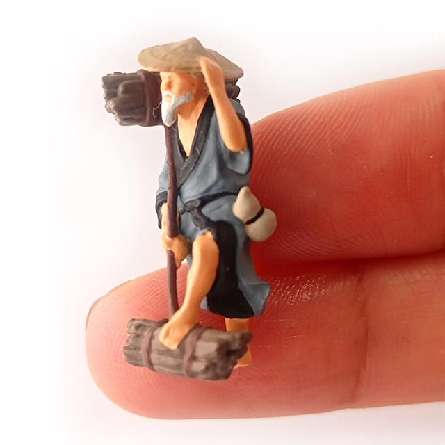 Mini 87, antiguas chinas pintadas, modelo de resina, muñeca, de , paisaje para decoración de escritorio de rueda Man Hugo escena personas figura