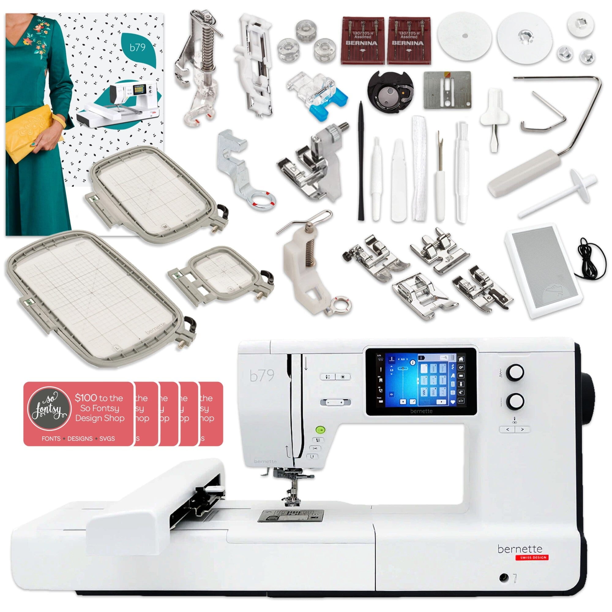 Bernette B79 Sewing & Embroidery Machine with Silhouette Cameo 5 Alpha