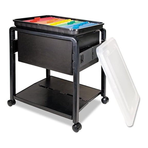 55758 Folding Mobile File Cart, 14-1/2w x 18-1/2d x 21-3/4h, Clear/Black