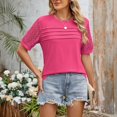 thumbnail image 7 of Besolor Womens Summer Tops Lace Patchwork Crew Neck Short Sleeve Shirts Pleated Dressy Blouses Outfits Trendy 2025, 7 of 7