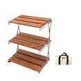 thumbnail image 1 of Outdoor Camping Cups Bowls Folding Storage Rack Wooden Three-tier Storage Bracket Picnic BBQ Tableware Cookware Storage Rack Campsite Tools Shelf, 1 of 6