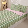 thumbnail image 2 of Castle Fairy Geometric Vertical Stripe Zipper Full Size Comforter Sets with Fitted Sheet and 2 Pillowcases,Minimalist Thin Line Zipper Bedding Set,Sage Pink White,Reversible, 2 of 7