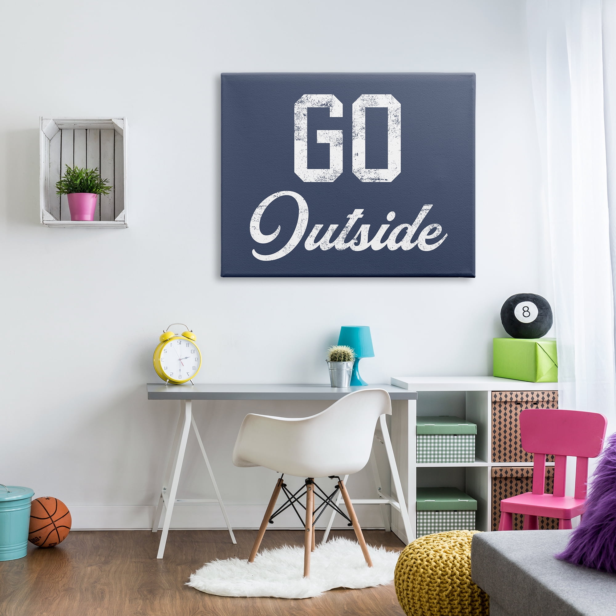 Stupell Industries Go Outside Kids Vintage Text Phrase Design Graphic Art Gallery Wrapped Canvas Print Wall Art, Design by Daphne Polselli