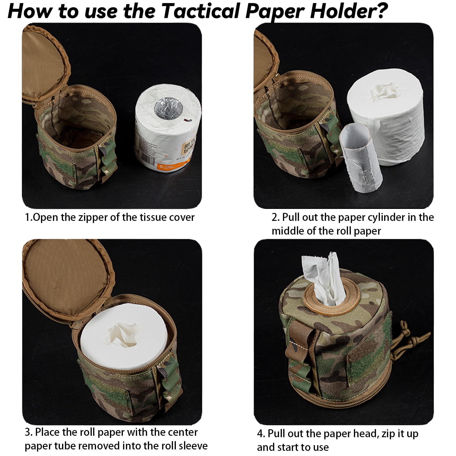 JELLOO Tactical Toilet Paper Holder - Waterproof & Foldable Storage Case for Camping, Hiking, Travel, Home