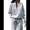 thumbnail image 2 of Conjunto Deportivo de 2 Piezas para Mujer: Sudadera de con Media Cremallera y Pantalón de Chándal Gris L, 2 of 8