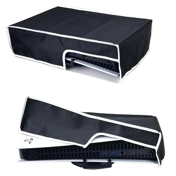 Dust Cover for PS5 Slim Console Dust Protector for Playstation 5 Slim Disc Edition & Digital Edition Oxford Cloth Anti-Scratch Waterproof Easy Access Cable Port, Horizontal Mode