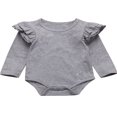 thumbnail image 1 of Infant Baby Girl Basic Ruffle Long Sleeve Cotton Romper Bodysuit Tops Clothes, 1 of 5