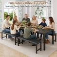 thumbnail image 4 of UHOMEPRO Dining Table Set for 4, Kitchen Table with 2 Benches, Modern Dining Room Table Set with Metal Frame, Breakfast Nook Furniture Set for Home Cafeteria Bar Kitchen, Brown+Black, 4 of 14