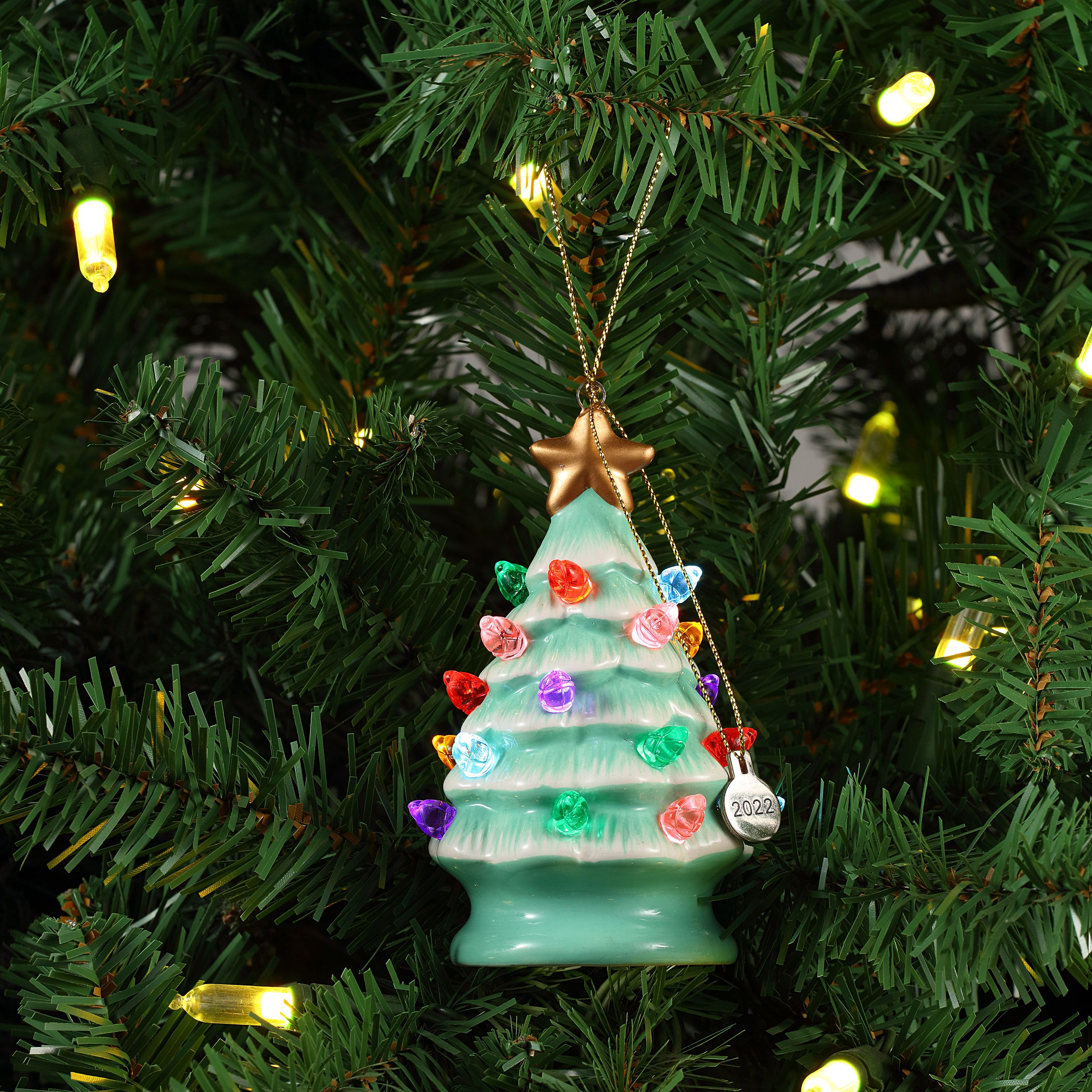 Mr. Christmas 6 Piece 4" Mini Pink and Seafoam Ceramic Nostalgic Tree Hanging Ornament Assortment
