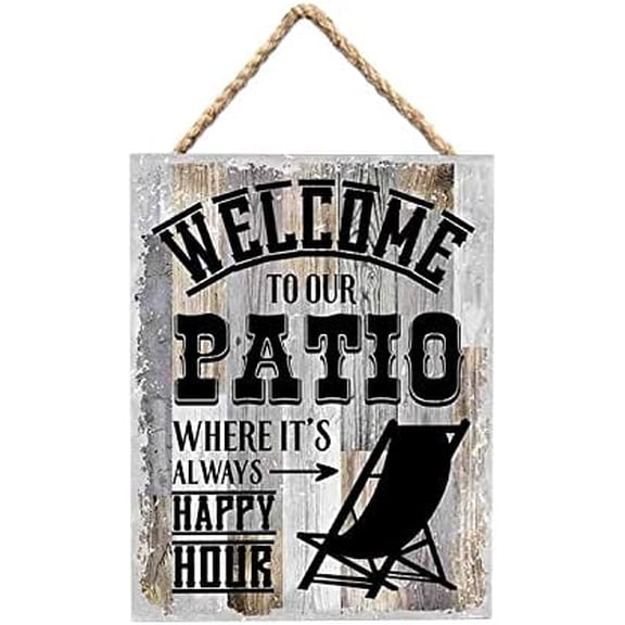 Retro Wooden Signs/Welcome to Our Patio Rustic Farmhouse Wood Sign,Home Wooden Custom Wall Art Decor Wooden Signs 8x12 INCH