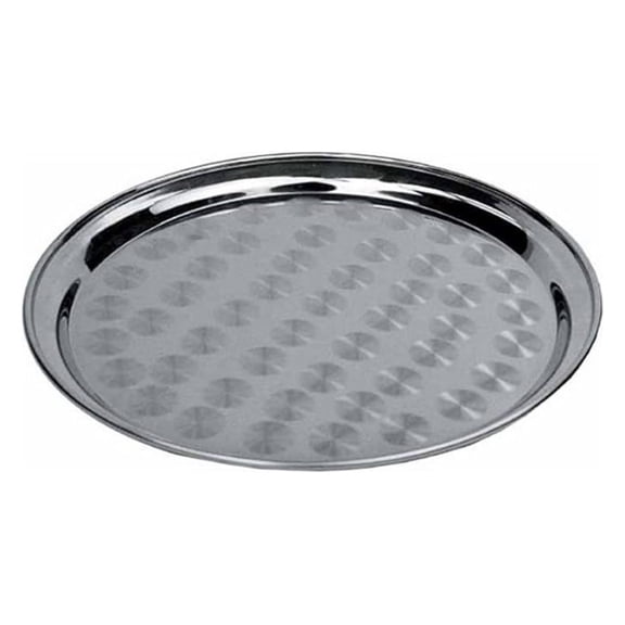 Round Tray with Swirl Pattern, 16-Inch, Stainless Steel