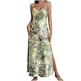 thumbnail image 2 of PNTUTB Women's Summer Fashion Print V Neck Sleeveless Strapless Comfortable Casual Split Hem Ankle Length Dress, 2 of 6
