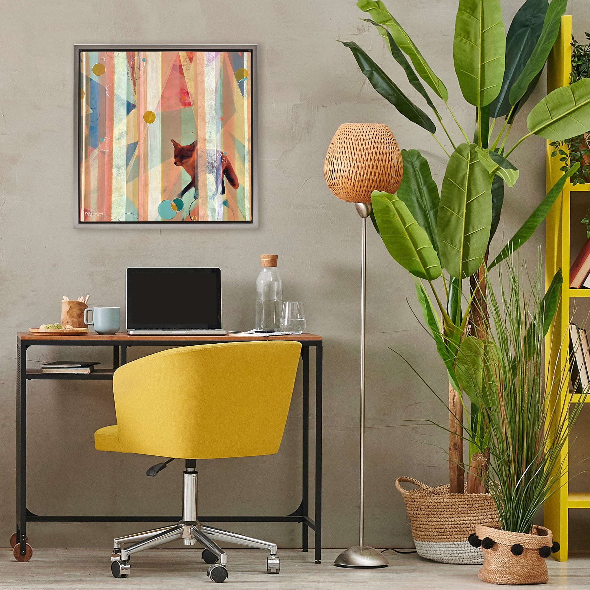 Stupell Industries Making My Move Fox Gray Framed Floater Canvas Wall Art, design by Dianna Fritzler