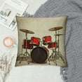 thumbnail image 2 of Shangniulu Music Pillows Rock N Roll Jazz Musical Instrument Drum Set for Show Concert Party Throw Pillow Cover Decorative Square Accent Short Plush Home Cushion Pillow Case 18X18 Inch Red Silver Whit, 2 of 5