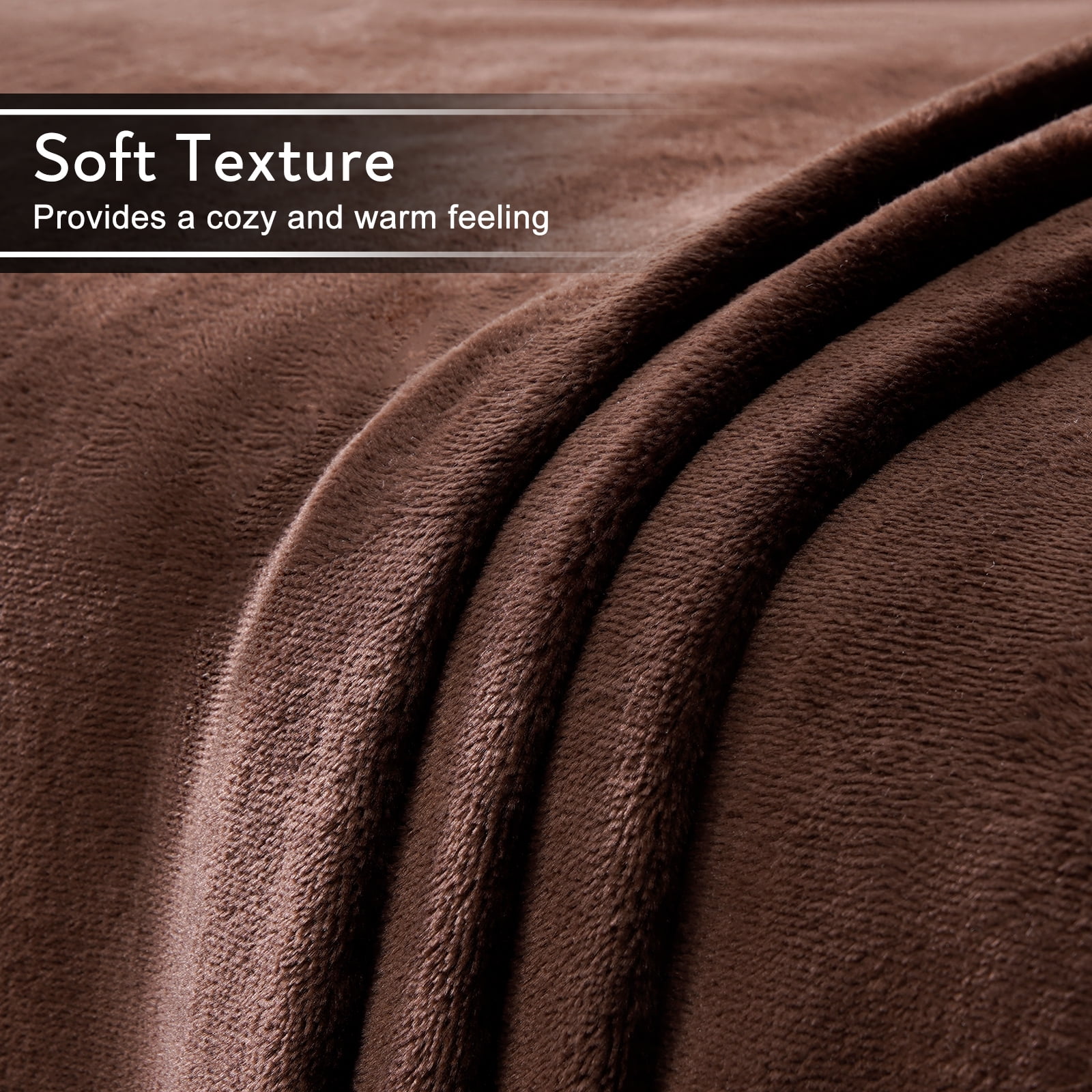 TEKAMON Fleece Bed Blankets King Size Plush Fuzzy Soft Lightweight Breathable Reversible Blanket Microfiber, 90"x108", Brown