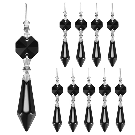 Uxcell 20-Pack Crystals Prisms Glass Tip Beads, 75mm Replacement Chandelier Teardrop Icicle Drops Hanging Pendants [Black]