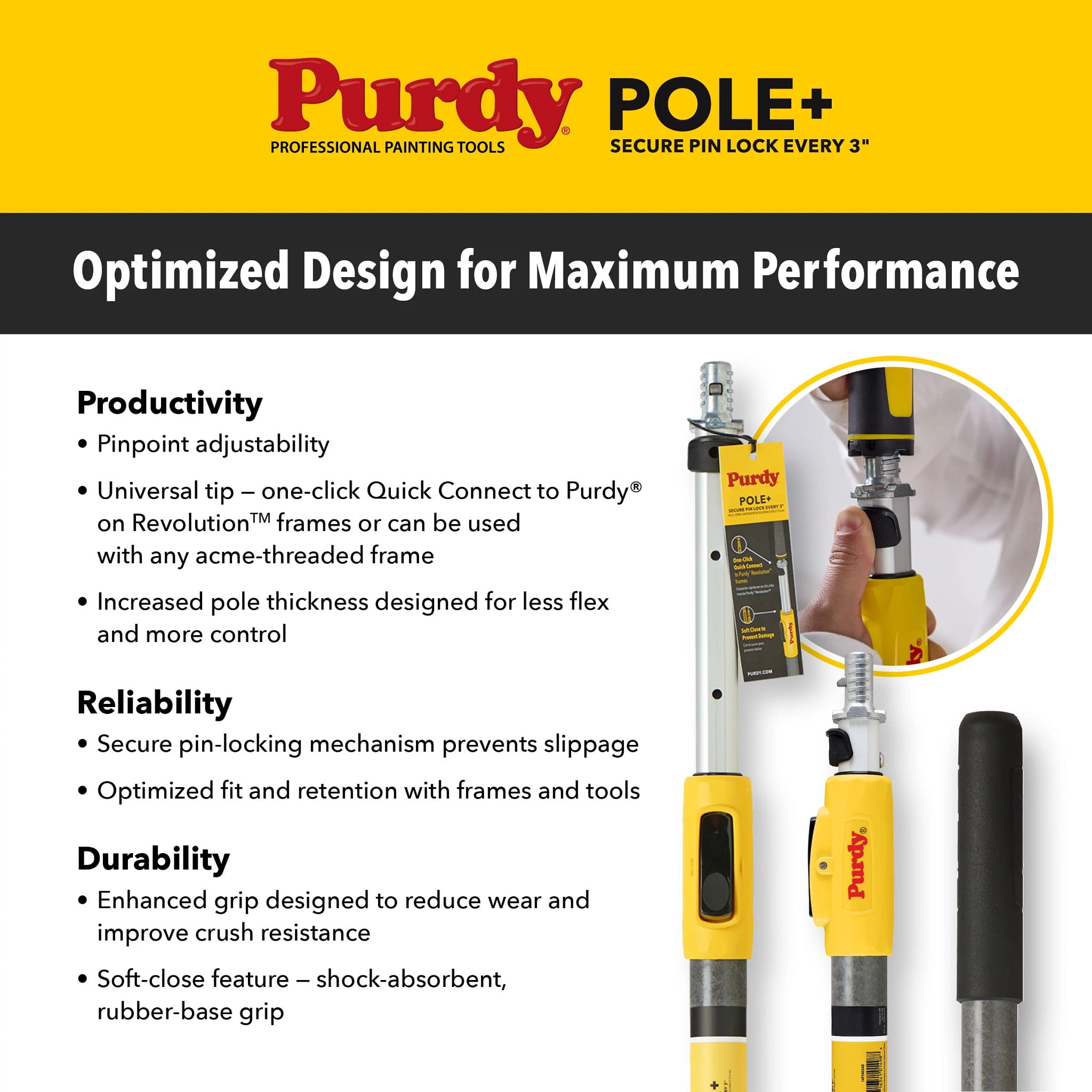 Purdy Pole+ Extension Pole, 1 ft. - 2 ft.