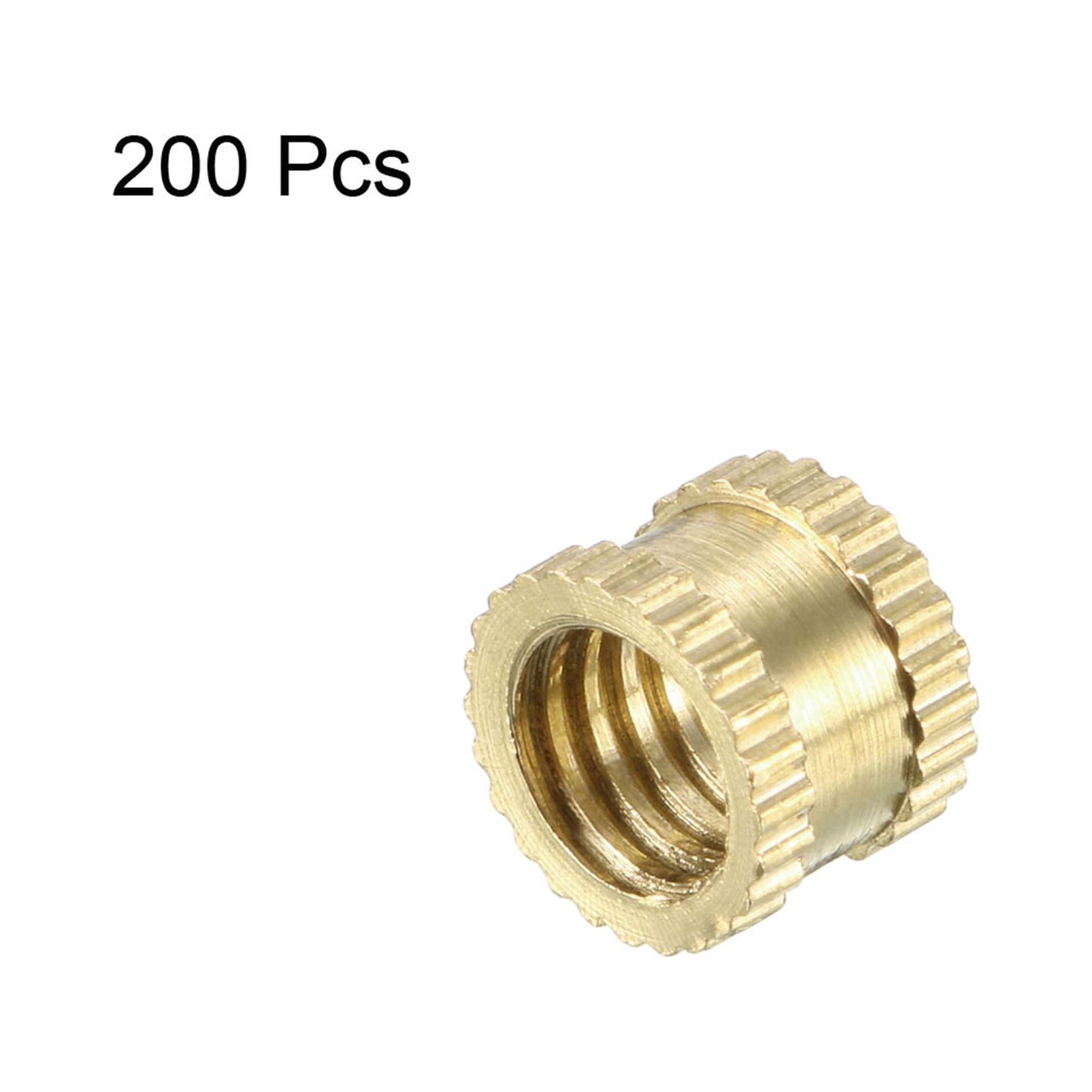 M6 x 6mm(L) x 8mm(OD) Brass Knurled Threaded Insert Embedment Nuts 200 Pcs