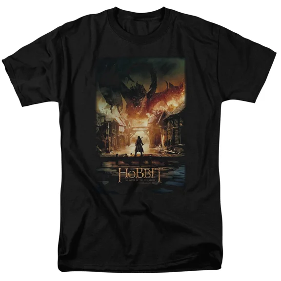 RARE The Hobbit Smaug Poster T Shirt Mens Licensed Fantasy Movie Tee Baggins Black