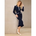 thumbnail image 3 of DARING DIVA Women's Long Sleeve Sweater Ruffled Trim Dress XL Navy Blue, 3 of 7