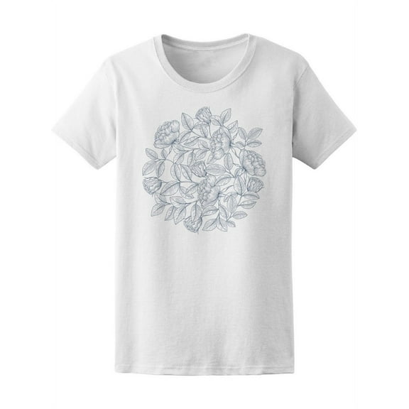 B&W Garden Roses Circle T-Shirt Women -Image by Shutterstock, Female Small