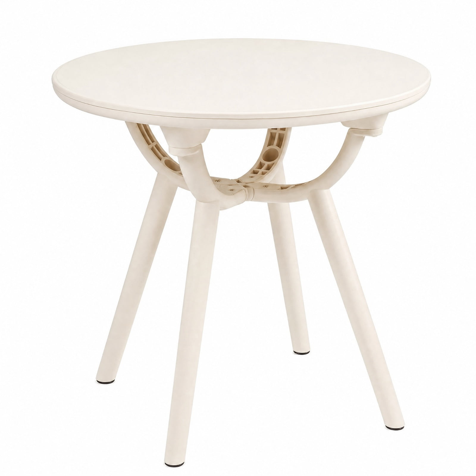 Furnibear Weather Resistant Circular Small End Table Set of 2 with Spacious Round Tops and Molded PP ABS Build for Poolside and Backyard, White