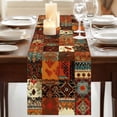 thumbnail image 3 of Boho Vintage Table Runner, Brown Ethnic Middle Century Geometric Washable Cotton Linen Table Runners 90 Inches Long, Dresser Scarf Runner for Dining/Coffee/Kitchen/Hallway Tables 13''x90'', 3 of 9