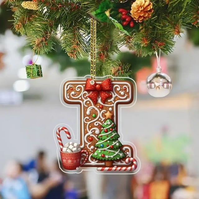 Pendientes Navideños Letra del Alphabet Christmas Tree Ornaments, Adornos Personalizados DIY Navideños, Colgantes para Árbol de Navidad, Xmas Tree Hanging Decor, Estilo Navideño, Pendientes para