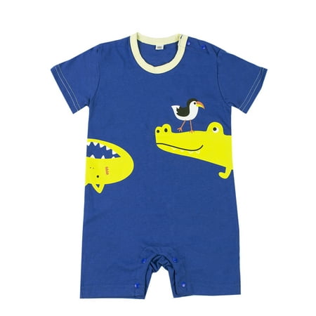 Baby Boy 12 Month Romper StylesILove Cute Cartoon Animal Print Baby Toddler Boy Romper (80/6-12 Months, Blue Crocodile) ()