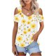 thumbnail image 2 of Camisas de Manga Corta para las Mujeres de Verano Sexy Frío Hombro Suéter Blusa Cuello en V Sólido, Ligero para Diario, 2 of 9