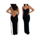 thumbnail image 5 of VISgogo Vestido sin mangas con espalda abierta para mujer, falda larga hasta el suelo con correa de espagueti de color sólido, negro/beige/azul VISgogo  moda, 5 of 6