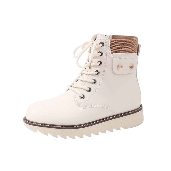 hzomhy Womens Snow Boots Round Toe Front Lacing Thick Sole Warm Lining for Casual Cold Weather Walking and Daily Wear