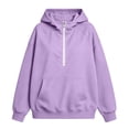 thumbnail image 5 of Otvok Loose Quarter‑Zip Pullover Hoodie, Womens Drawstring‑Hood Long‑Sleeve Casual Sweatshirts, 5 of 7