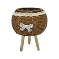 thumbnail image 2 of XQWJWLA Rattan Planter with Wooden Legs, Woven Plant Pot with Stands, Rustic Flower Pot for Home Office Table Desk Patio Decor(#A), 2 of 5