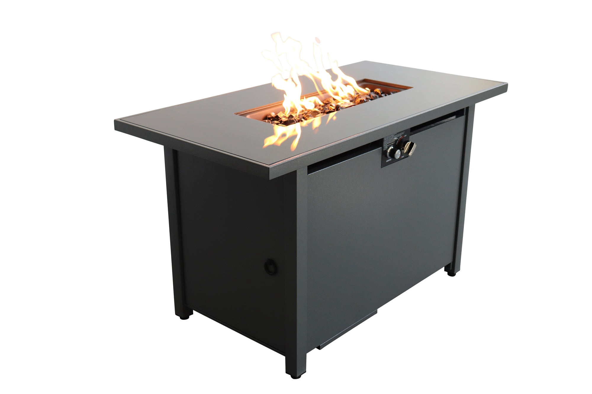 Tabletop Heater, 25'' H x 42'' W Steel Outdoor Fire Pit Table with Lid (Black), Black Patio Heater,Steel Outdoor Heater For Deck, Garden & Outdoor Heating