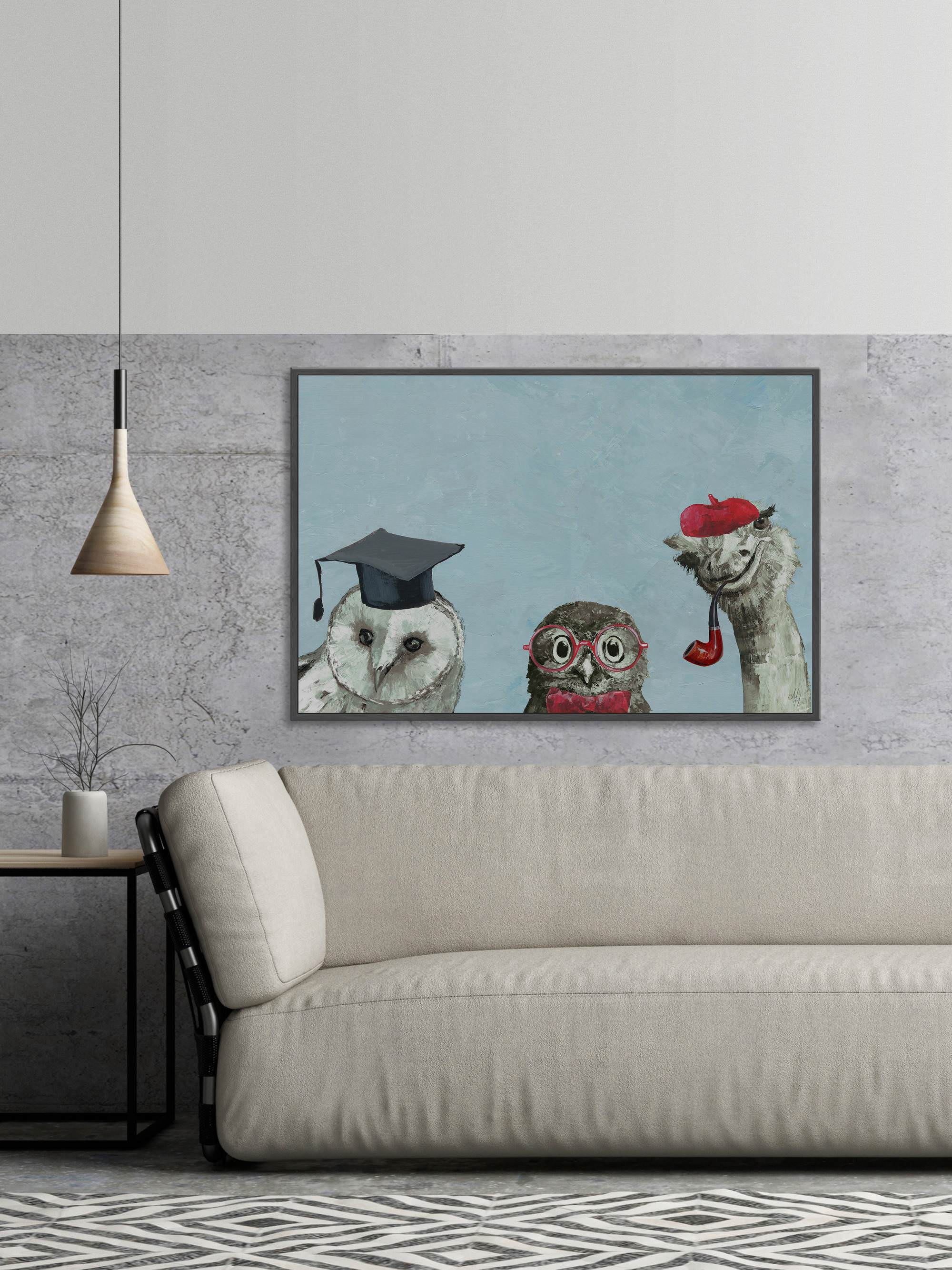 Brainy Birds Floater Framed Painting Print on Canvas