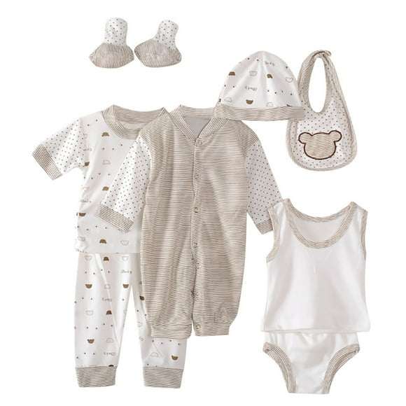 Birdeem 8Pcs Newborn Baby Boy Girl Tops+Hat+Pants +Bib+Sock Shose+Romper Outfits Set