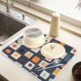 thumbnail image 2 of Yayeee Dish Drying Mat for Kitchen Counter 16" x 18" Microfiber Super Absorbent Coffee Decorative Pad, Blue Circle Mosaic, 2 of 9