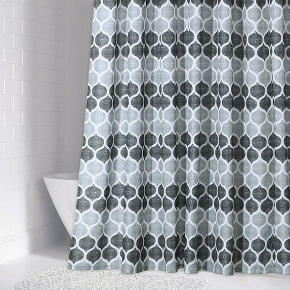 EastVita Polyester Fabric Geometric Pattern Bathroom Decoration Water-repellent Mildew-resistant Shower Curtain