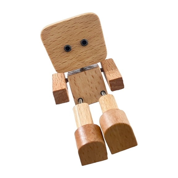 PatungKu Shaking Wooden Man Figurines,Little Wood Figure That Sways Shaking Feet Wooden Doll Car Dashboard Accessories Decors
