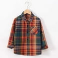 thumbnail image 2 of XUELUO Toddler Boys Shirts & Tops Autumn Winter Plaid Print Lapel Button Down Long Sleeve Pockets Tops Coat Jacket T Shirts Holiday Wear,Orange,4-5 Years, 2 of 6