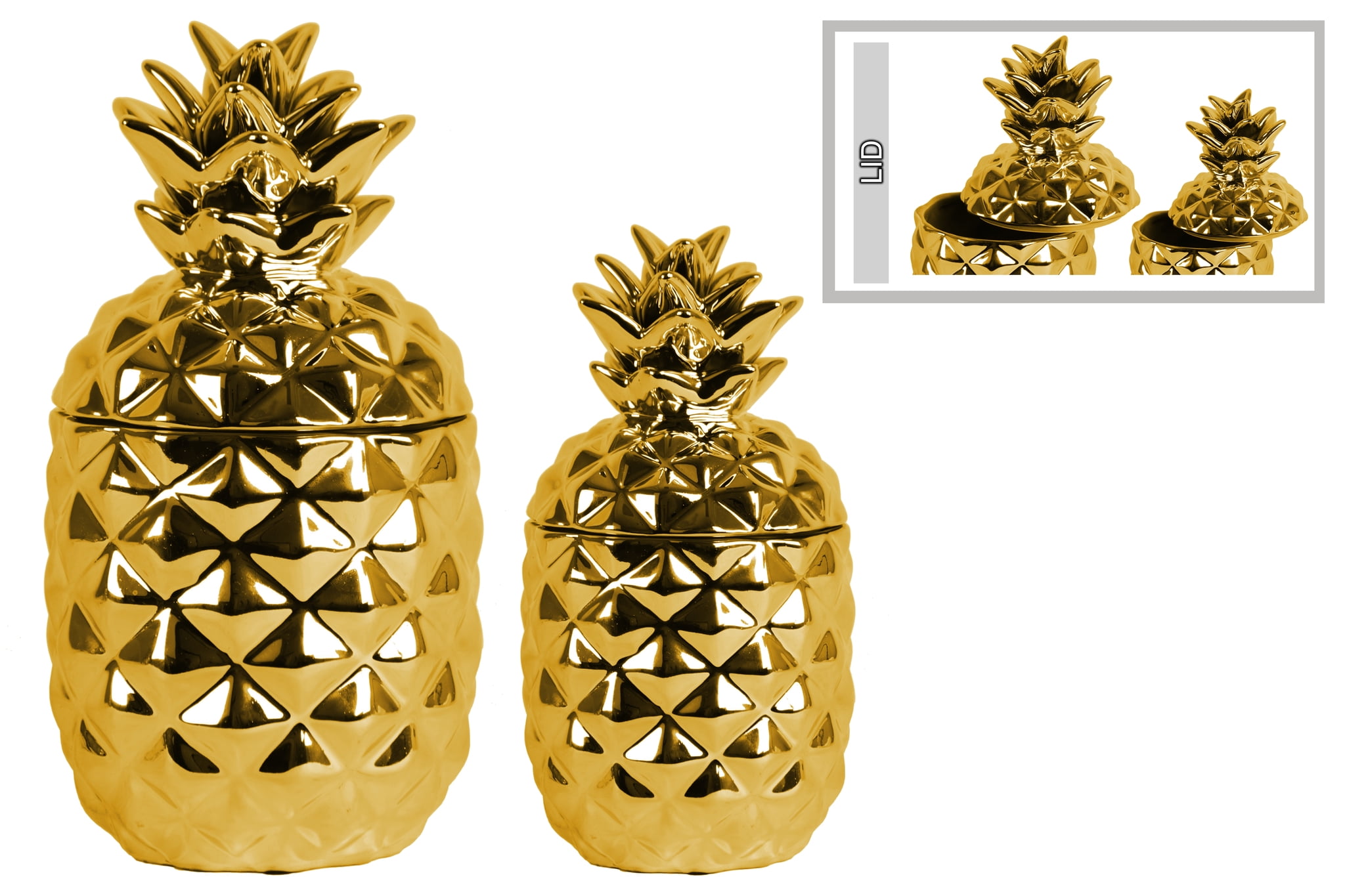 Urban trends collection ceramic pineapple décor canister polished