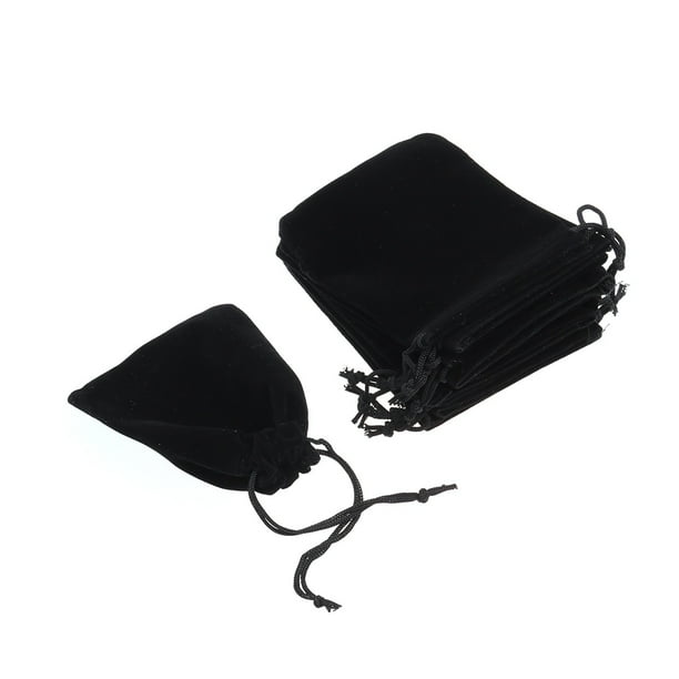 10pcs 9 * 12 cm Terciopelo del lazo de regalo de la bolsa favor de la boda bolsas de dulces Bolsas joyería (Negro)