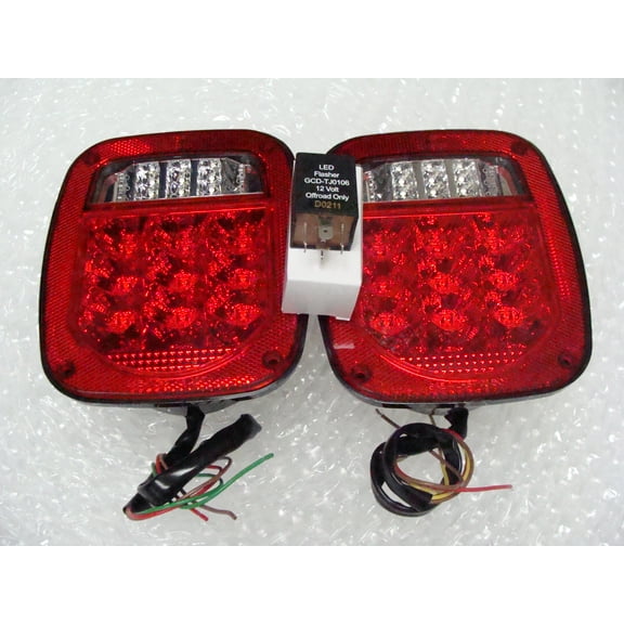 Jeep TJ Wrangler 2001-2006 LED Tail Light Kit with Flasher Relay and LED Backups
