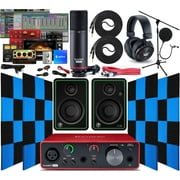 Focusrite Scarlett Solo 2x2 USB Audio Interface with Creative Music Software Kit with Mackie CR3-X Pair Studio Monitors, 24 Pack Acoustic Soundproof Studio Foam Wedges Sound Insulation Panels