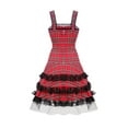 thumbnail image 5 of Oplxuo Womens Gothic Plaid Medieval Renaissance Corset Mini Dresses Vintage Laceup Front Sleeveless A-Line Punk Goth Dress, 5 of 7