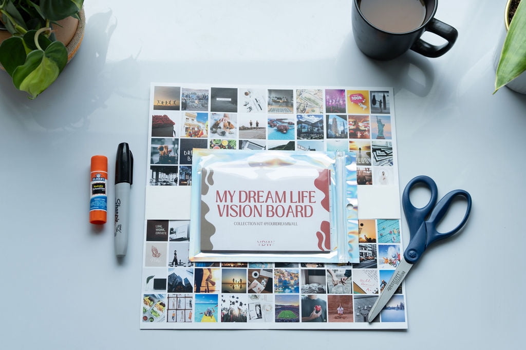 My Dream Life Collection Vision Board DIY Kit, All-in-One Goal and Manifestation Board for Career, Health, Wealth and Growth