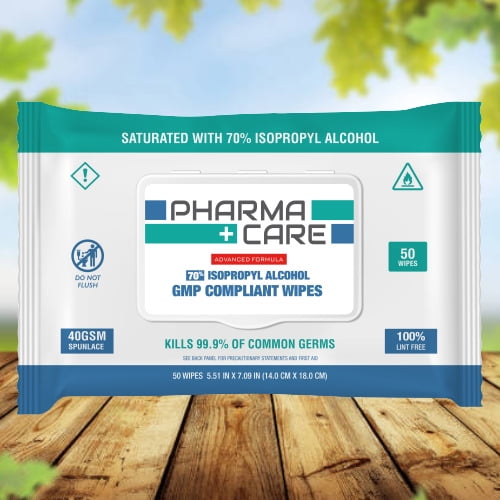 PharmaCare Advanced Formula 70% Alcohol Wipes - (50 Count) 40 Packs (case)