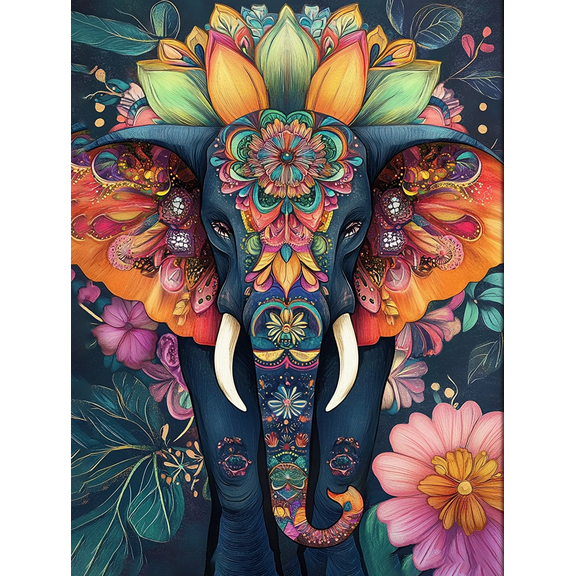 Floral Elephant Canvas Painting,Suitable for Living Room,Bedroom,Office,Dining Room,and Hallway Decoration.